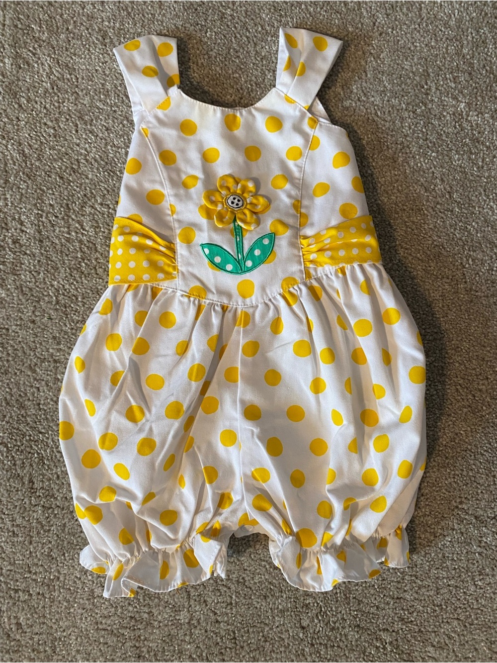 Vintage Baby Togs Flower Polka Dot Tie Back Bow Jumpsuit Romper Toddler Girls 3T